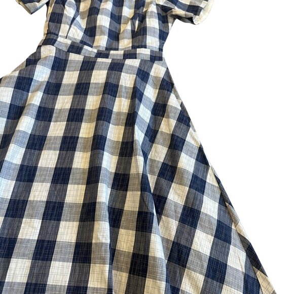 Adelyn Rae Off-Shoulder Gingham Plaid Dress Cutout Back A-Line Size Medium NWT - Picture 5 of 12